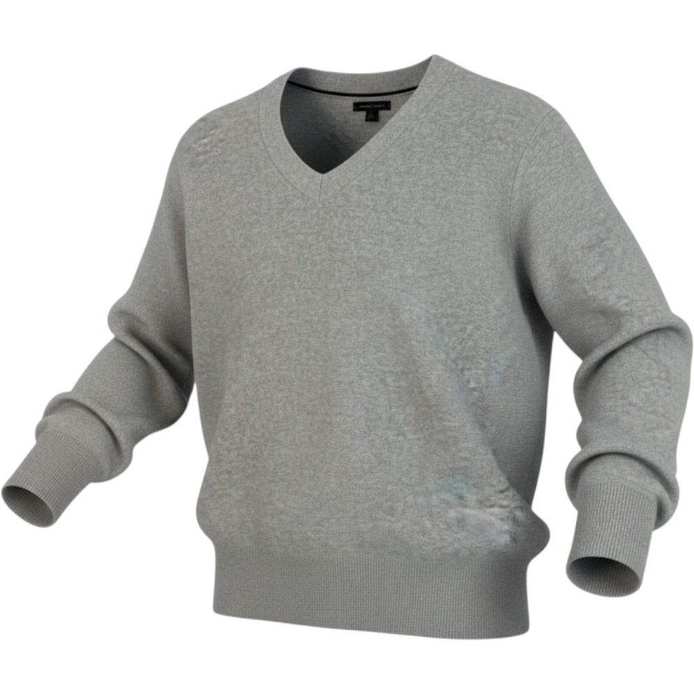 Tommy Hilfiger Mens Gray V-Neck Cotton Knit Pullover Sweater Size Large 982264